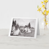 先住民アメリカンテペキャンプ、モンタナ、c.1900 (b/w) カード (黄色い花)