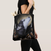 先住民アメリカントーテムザドッグドリームキャッチャートート トートバッグ (クローズアップ)