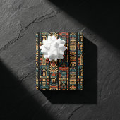 先住民アメリカントーテムポールアンドフェザーデザイン ラッピングペーパーシート