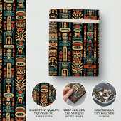 先住民アメリカントーテムポールアンドフェザーデザイン ラッピングペーパー