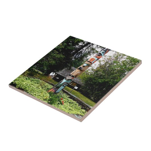 先住民アメリカントーテムポールグラシャーパークモンタナ タイル (側面)