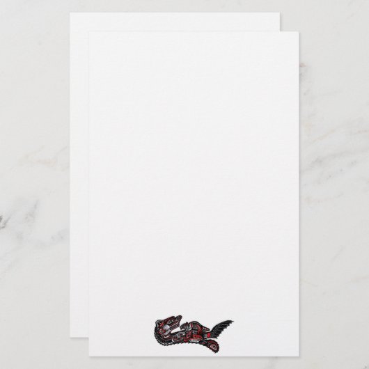 先住民アメリカンハイダアートオッターイラストレーション 便箋 (正面/裏面)