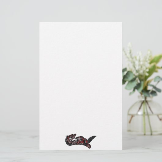 先住民アメリカンハイダアートオッターイラストレーション 便箋 (スタンド正面)