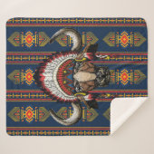 先住民アメリカンバッファローヘアドレ シェルパブランケット (正面(横))