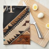 先住民アメリカンパターンインディアンカルチャーボホスタイル キッチンタオル (四つ折り)