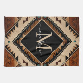 先住民アメリカンパターンインディアンカルチャーボホスタイル キッチンタオル (横)