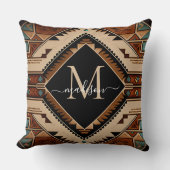 先住民アメリカンパターンインディアンカルチャーボホスタイル クッション (正面)