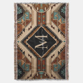 先住民アメリカンパターンインディアンカルチャーボホスタイル スローブランケット (正面縦)