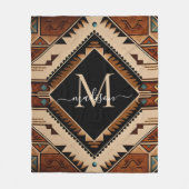 先住民アメリカンパターンインディアンカルチャーボホスタイル フリースブランケット (正面)