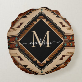 先住民アメリカンパターンインディアンカルチャーボホスタイル ラウンドクッション