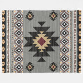 先住民アメリカンパターンインディアン部族形状 フリースブランケット (正面(横))