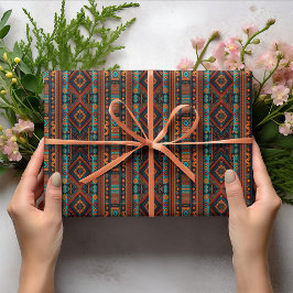 先住民アメリカンパターンボホカルチャー抽象芸術アーツ ラッピングペーパー