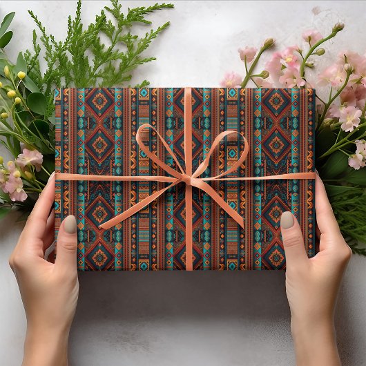 先住民アメリカンパターンボホカルチャー抽象芸術アーツ ラッピングペーパー