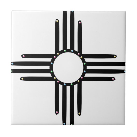 先住民アメリカンビーズ付きジア タイル (正面)