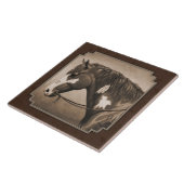 先住民アメリカンピント戦争馬セピア タイル (側面)