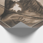 先住民アメリカンピント戦争馬セピア ラッピングペーパー (角)