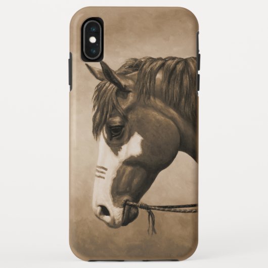 先住民アメリカンピント戦争馬セピア Case-Mate iPhoneケース (裏面)