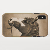 先住民アメリカンピント戦争馬セピア Case-Mate iPhoneケース (裏面(横))