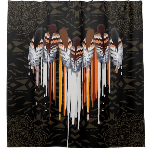 先住民アメリカンファミリー シャワーカーテン (正面)