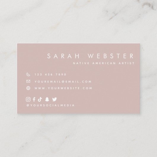 先住民アメリカンフェザーウォーターシンプルカラーエレガント 名刺 (裏面)