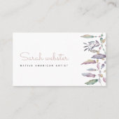 先住民アメリカンフェザーウォーターシンプルカラーエレガント 名刺 (正面)