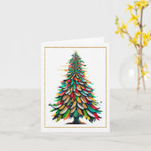 先住民アメリカンフェザークリスマスツリー カード (黄色い花)