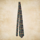 先住民アメリカンフェザースワールテラコッタティール(緑がかった色) ネクタイ