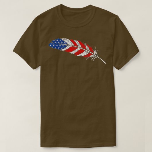 先住民アメリカンフェザーフラッグインディアンプライド退役軍人 Tシャツ (デザイン正面)