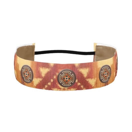 先住民アメリカンフォークアートレッドベア アスレチックヘッドバンド (正面)