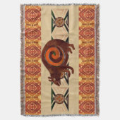 先住民アメリカンフォークアートレッドベア スローブランケット (正面縦)