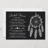 先住民アメリカンブラックドリームキャッチャーブライダルシャワー 招待状 (正面)