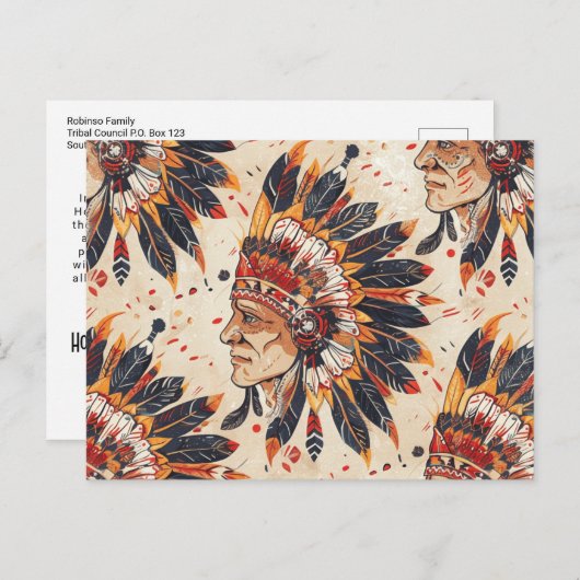 先住民アメリカンヘアドス民族芸術部族 ポストカード (正面/裏面)
