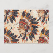 先住民アメリカンヘアドス民族芸術部族 ポストカード (正面)