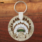 先住民アメリカンヘアドレスキーチェーン キーホルダー (正面)