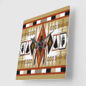 先住民アメリカンベアクランウォールクロック スクエア壁時計 (傾斜)