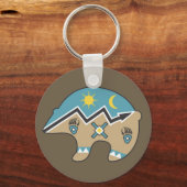 先住民アメリカンベア、ブルー、ブラウン キーホルダー (正面)