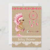 先住民アメリカンベビーガールベビーシャワー招待状 招待状 (正面)