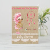 先住民アメリカンベビーガールベビーシャワー招待状 招待状 (スタンド正面)