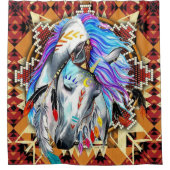 先住民アメリカンホース シャワーカーテン (正面)