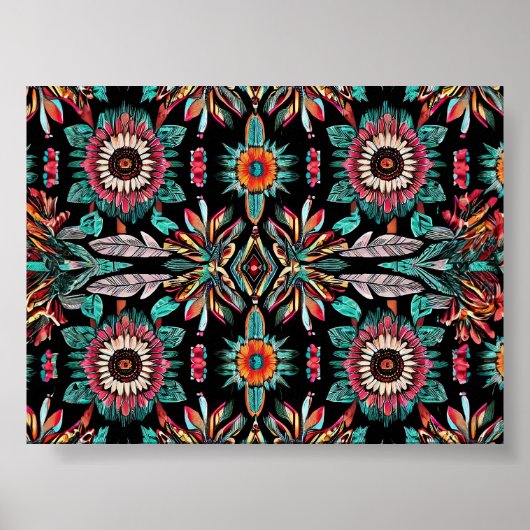 先住民アメリカンボヘメインパターン ポスター (正面)