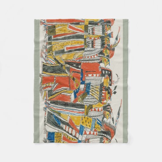 先住民アメリカンポウワウダンサー フリースブランケット (正面)