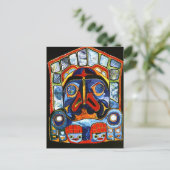 先住民アメリカンマスク ポストカード (スタンド正面)