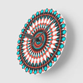 先住民アメリカンマンダラ ラウンド壁時計 (傾斜)