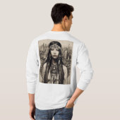 先住民アメリカンラインワークTシャツデザイン Tシャツ (裏面フル)