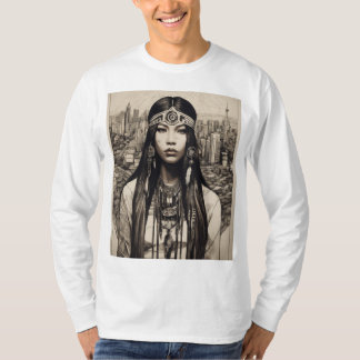 先住民アメリカンラインワークTシャツデザイン Tシャツ