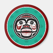 先住民アメリカンレッドブラックアートウィーピングスカル マグネット (正面)