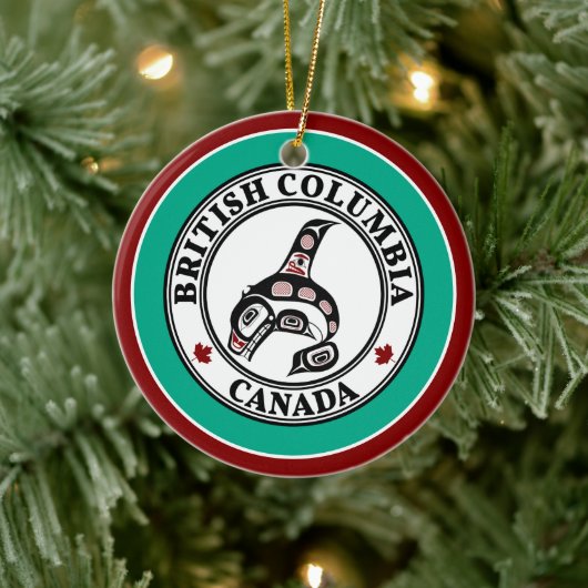 先住民アメリカンレッドブラックアートオルカキラークジラ セラミックオーナメント (ツリー)