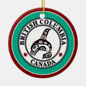 先住民アメリカンレッドブラックアートオルカキラークジラ セラミックオーナメント (正面)