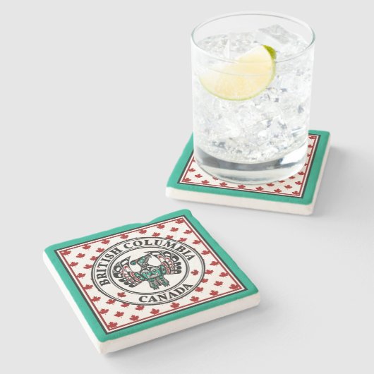 先住民アメリカンレッドブラックアートサンダーバード ストーンコースター (横)