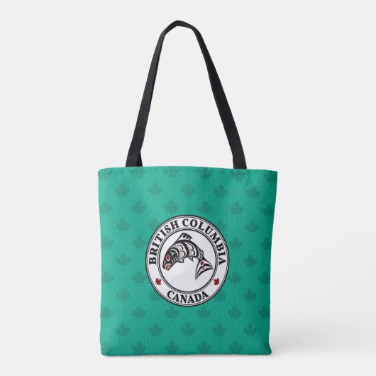 先住民アメリカンレッドブラックアートハイダサーモン トートバッグ (裏面)